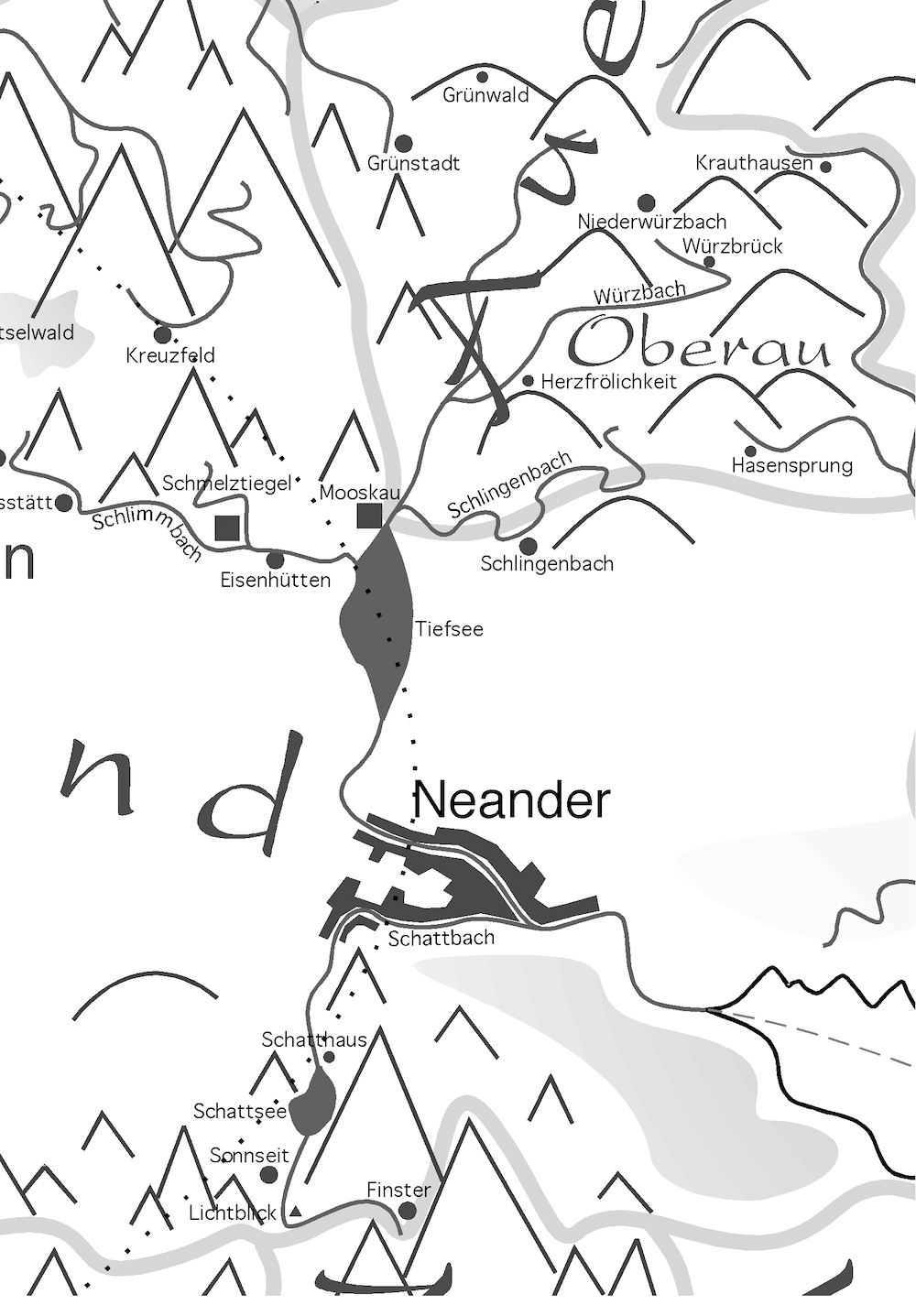 Gebiet um Neander Landkarte